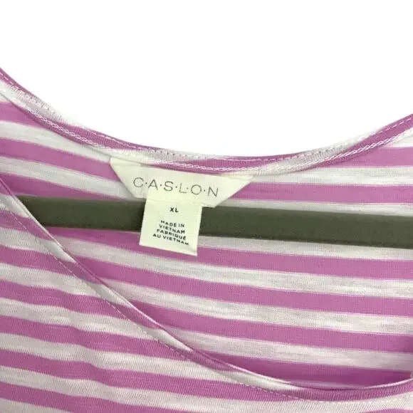 Caslon Flowy Asymmetric Neck Knit Tank Pink White Stripe Size XL NWT $39 MSRP - Picture 4 of 8